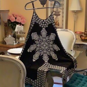 Beach Cover or summer dress spaghetti straps black white Assemetrical si…